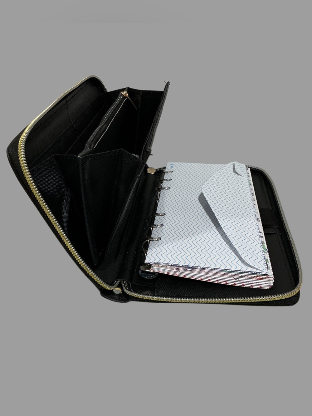 All in One Budget System Cash Envelope Black Wallet Organizer RFID Protection - Picture 4 of 11